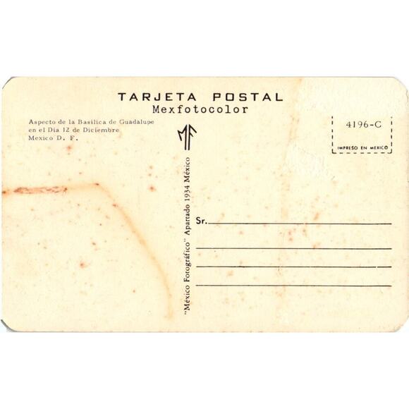 December 12 Basilica of Guadalupe Mexico City Filled with Pilgrims Postcard - Picture 2 of 2